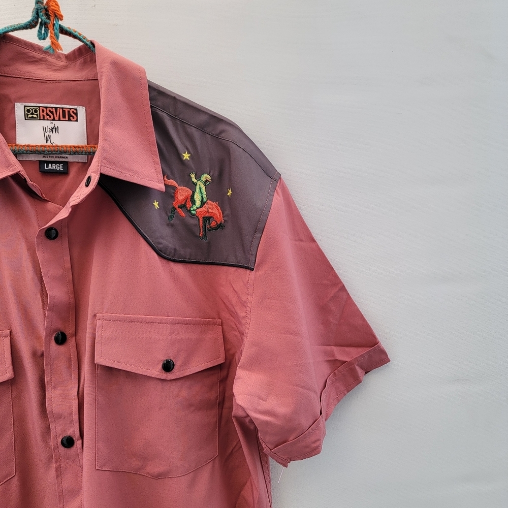 RVLTS x Justin Warner Collab Cowboy Roper Shirt Mens Medium Western Embroidered - Picture 4 of 14
